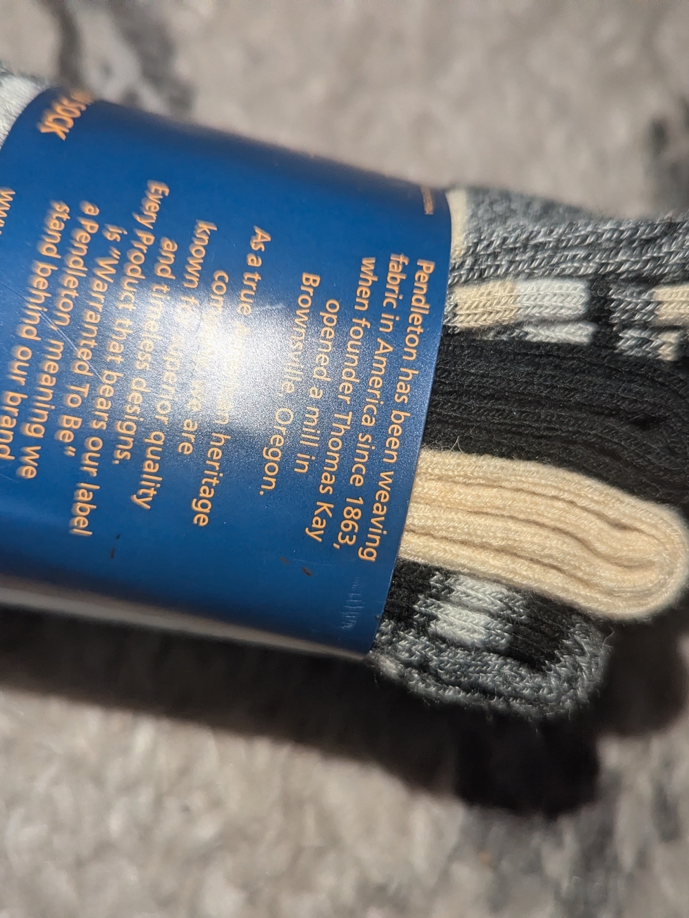 Pendleton Gray and Cream Patterned Wool-Blend Crew Socks - Picture 2 of 3